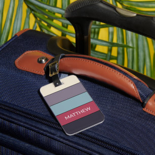 Personalised Colorblock Stripes Lines Art Pattern Luggage Tag