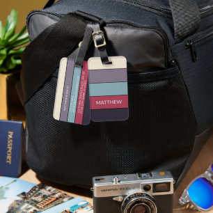 Personalised Colorblock Stripes Lines Art Pattern Luggage Tag