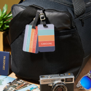 Personalised Colorblock Stripes Lines Art Pattern Luggage Tag