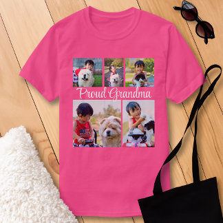 Personalised Colour 5 Photo Picture Collage Montag T-Shirt