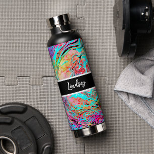 Personalised Colour Burst Fluid Art Water Bottle