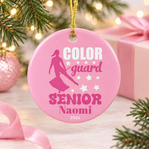 Personalised colour guard senior christmas ceramic tree decoration