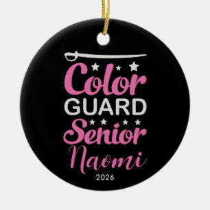 Personalised colour guard senior keepsake ceramic tree decoration