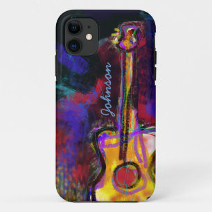 personalised colour guitar painting iPhone 11 case