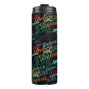personalised colour names pattern on black thermal tumbler