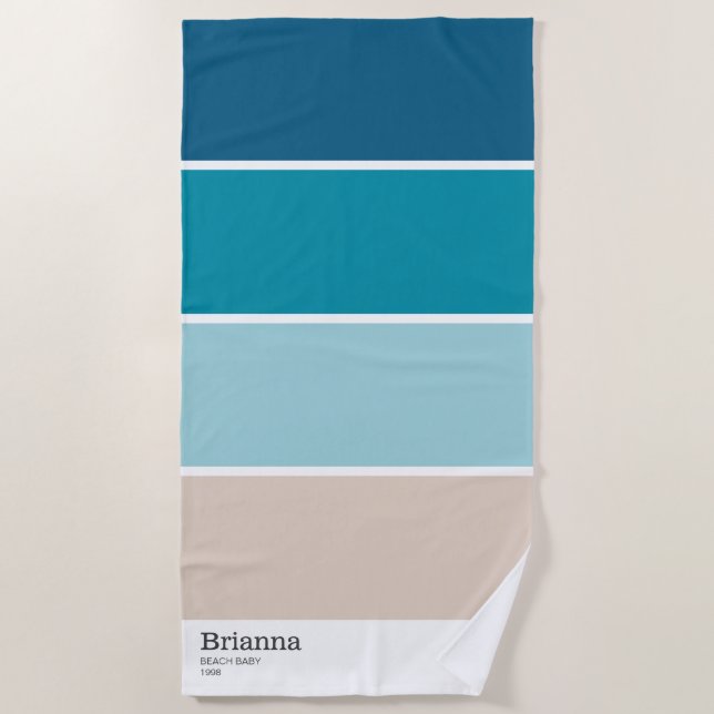 Personalised Colour Sample Name Beach Towel (Front)