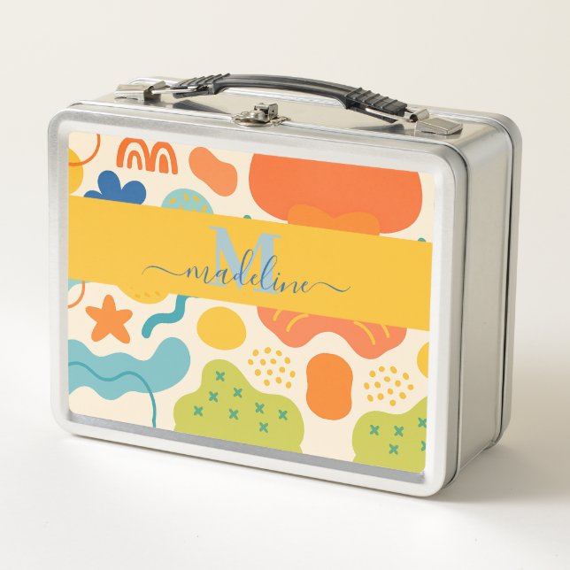 Personalised Colour Splash Abstract Metal Lunch Bo Box (Front)