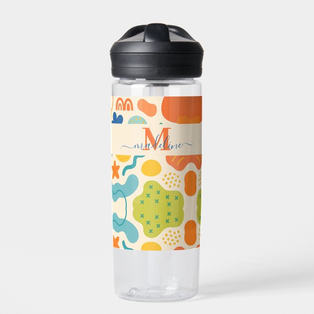 Personalised Colour Splash Abstract Water Bottle (Front)