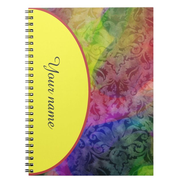Personalised Coloured brocade pattern Notebook (Front)