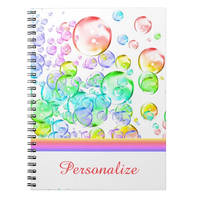 Personalised Coloured Bubbles Notebook (Front)