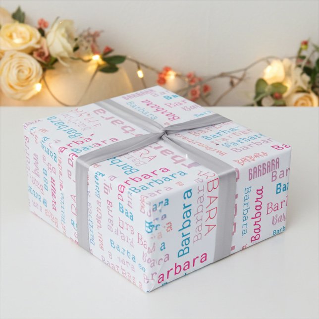 Personalised Coloured Name Gift Wrapping Paper (Custom Wrapping Paper for her - Weddings, Birthdays, Special Occasions )