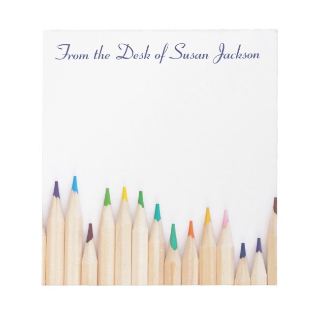 Personalised Coloured Pencils and From the Desk of Notepad (Front)