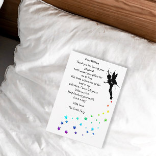 Personalised Coloured Stars Tooth Fairy Thank You