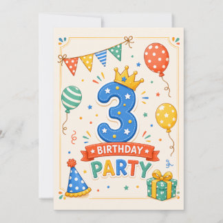Personalised Colourful 3rd Birthday Party Fun