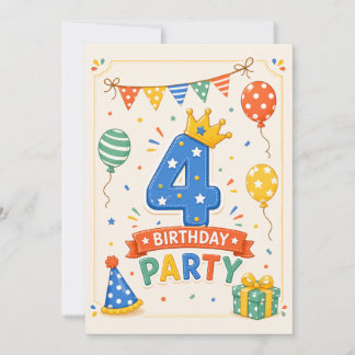 Personalised Colourful 4th Birthday Party Fun