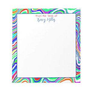Personalised Colourful Abstract Border Notepad