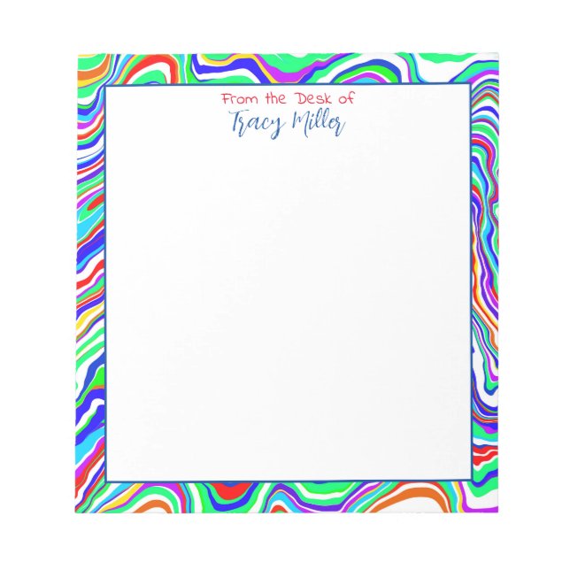 Personalised Colourful Abstract Border Notepad (Front)