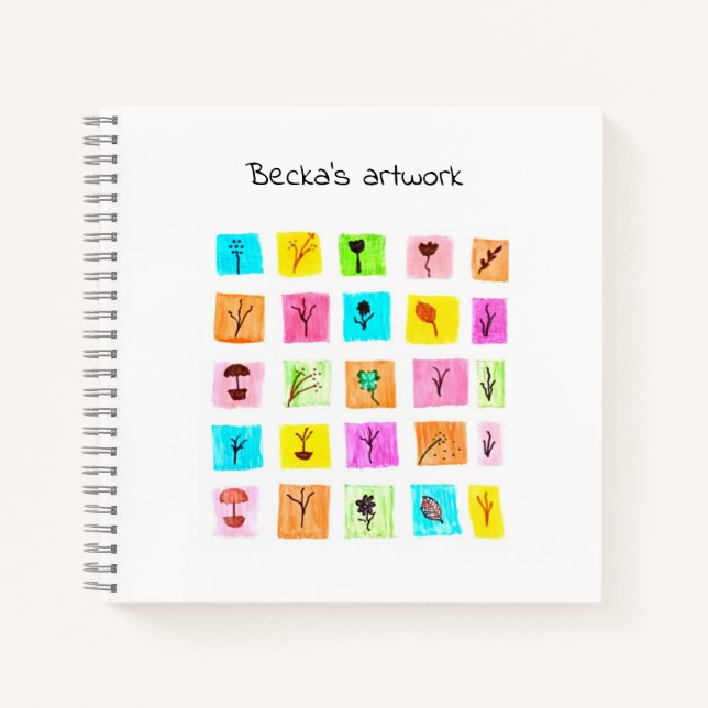 Personalised colourful abstract painting kids notebook (Front)