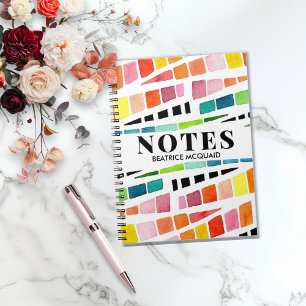 Personalised Colourful Abstract Watercolor Pattern Notebook