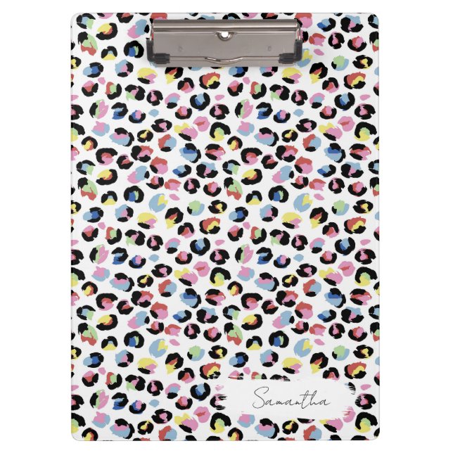 Personalised Colourful Animal Print Clipboard (Front)
