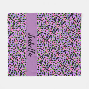 Personalised Colourful Animal Print Fleece Blanket