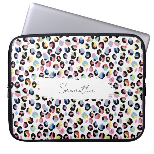 Personalised Colourful Animal Print Laptop Case (Front)