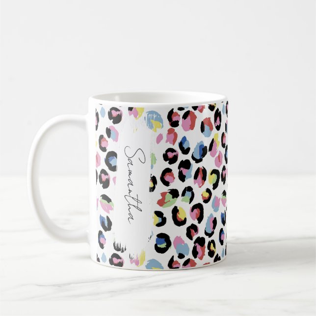 Personalised Colourful Animal Print Mug (Left)