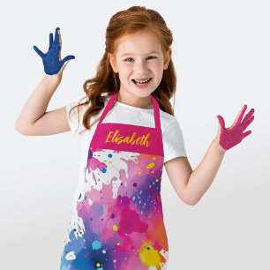 Personalised Colourful Artist Paint Splash Apron