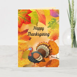 Personalised - Colourful Autumn / Fall Turkey  Card