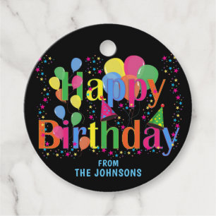 Personalised Colourful Balloons HAPPY BIRTHDAY Favour Tags
