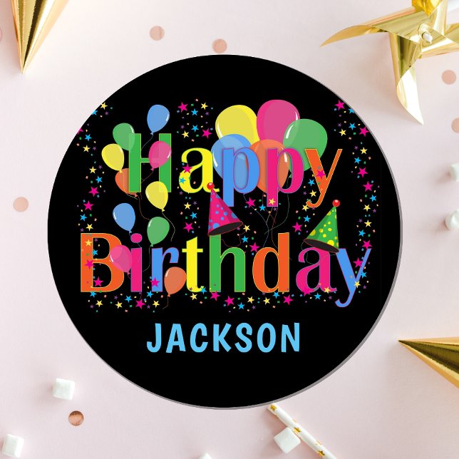 Personalised Colourful Balloons HAPPY BIRTHDAY Paper Plate (Creator Uploaded)