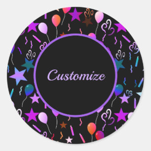 Personalised Colourful Balloons & Stars Stickers