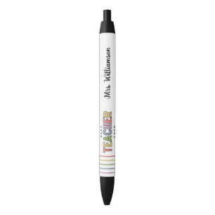 Personalised Colourful Best Teacher Appreciation Black Ink Pen