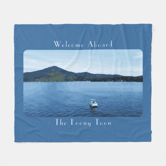 Personalised Colourful Boat Decor Pontoon Lake Fleece Blanket (Front (Horizontal))