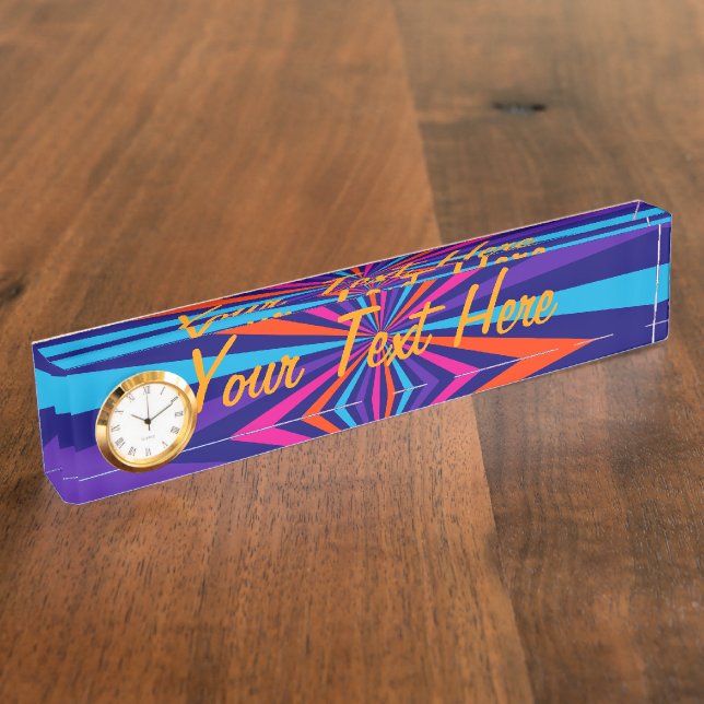 Personalised Colourful Burst Spinning Wheel Design Nameplate (Side)