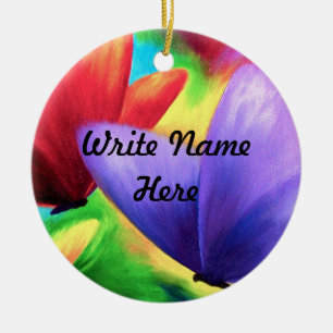 Personalised Colourful Butterflies Name Ornament