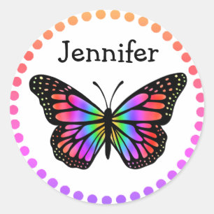 Personalised Colourful Butterfly  Classic Round Sticker