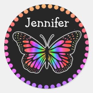 Personalised Colourful Butterfly    Classic Round Sticker
