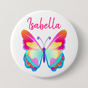 Personalised Colourful Butterfly Personalised Name 7.5 Cm Round Badge