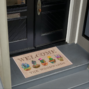 Personalised Colourful Cactus Welcome Doormat
