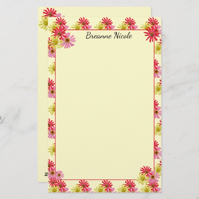 Personalised Colourful Cactus Zinnia 5.5 x 8.5 Stationery (Front/Back)