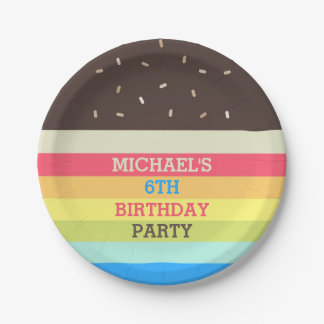 Personalised Colourful Cake Birthday Party Plates