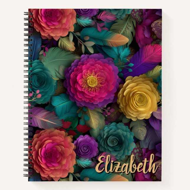 Personalised Colourful Carnival Flower Garden Notebook (Front)
