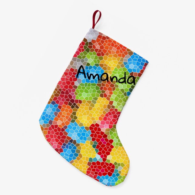 Personalised Colourful Chic Pattern Small Christmas Stocking (Front (Hanging))