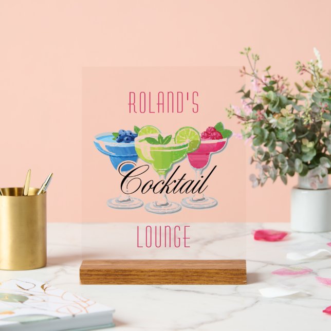 Personalised Colourful Cocktail Acrylic Sign (Wedding)