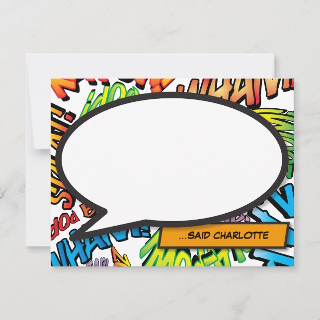 Personalised Colourful Comic Book Speech Bubble Card (Front)