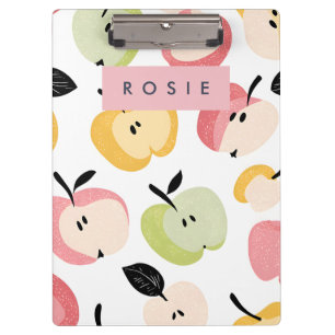 Personalised Colourful Cute Apple Pattern Clipboard
