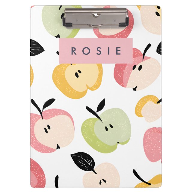 Personalised Colourful Cute Apple Pattern  Clipboard (Front)