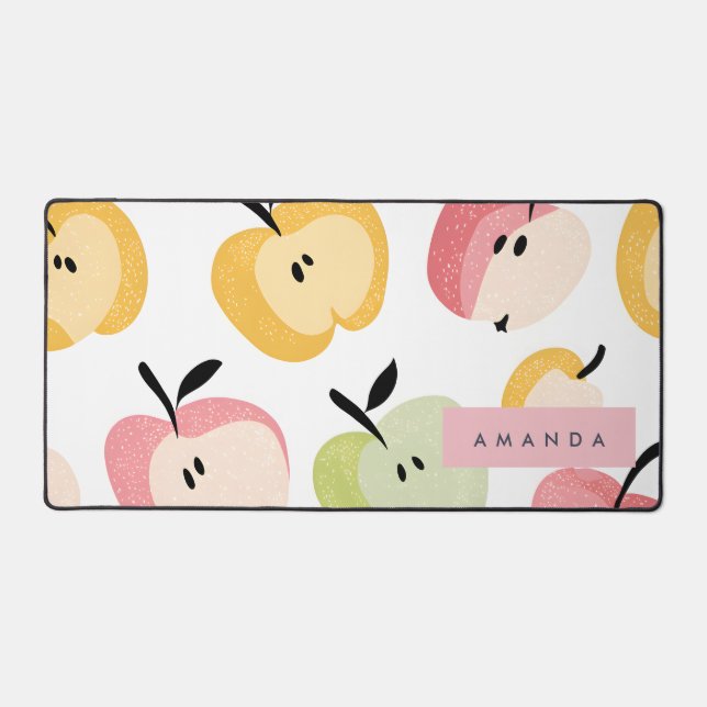 Personalised Colourful Cute Apple Pattern  Desk Mat (Front)