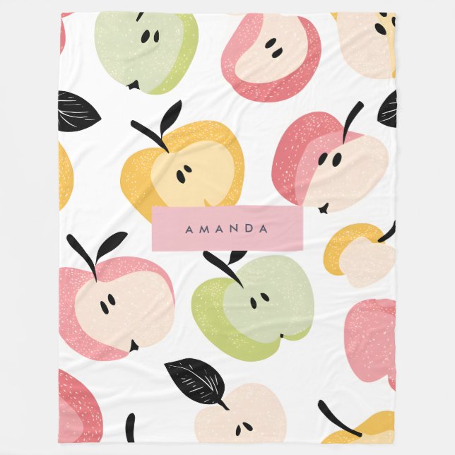 Personalised Colourful Cute Apple Pattern  Fleece Blanket (Front)